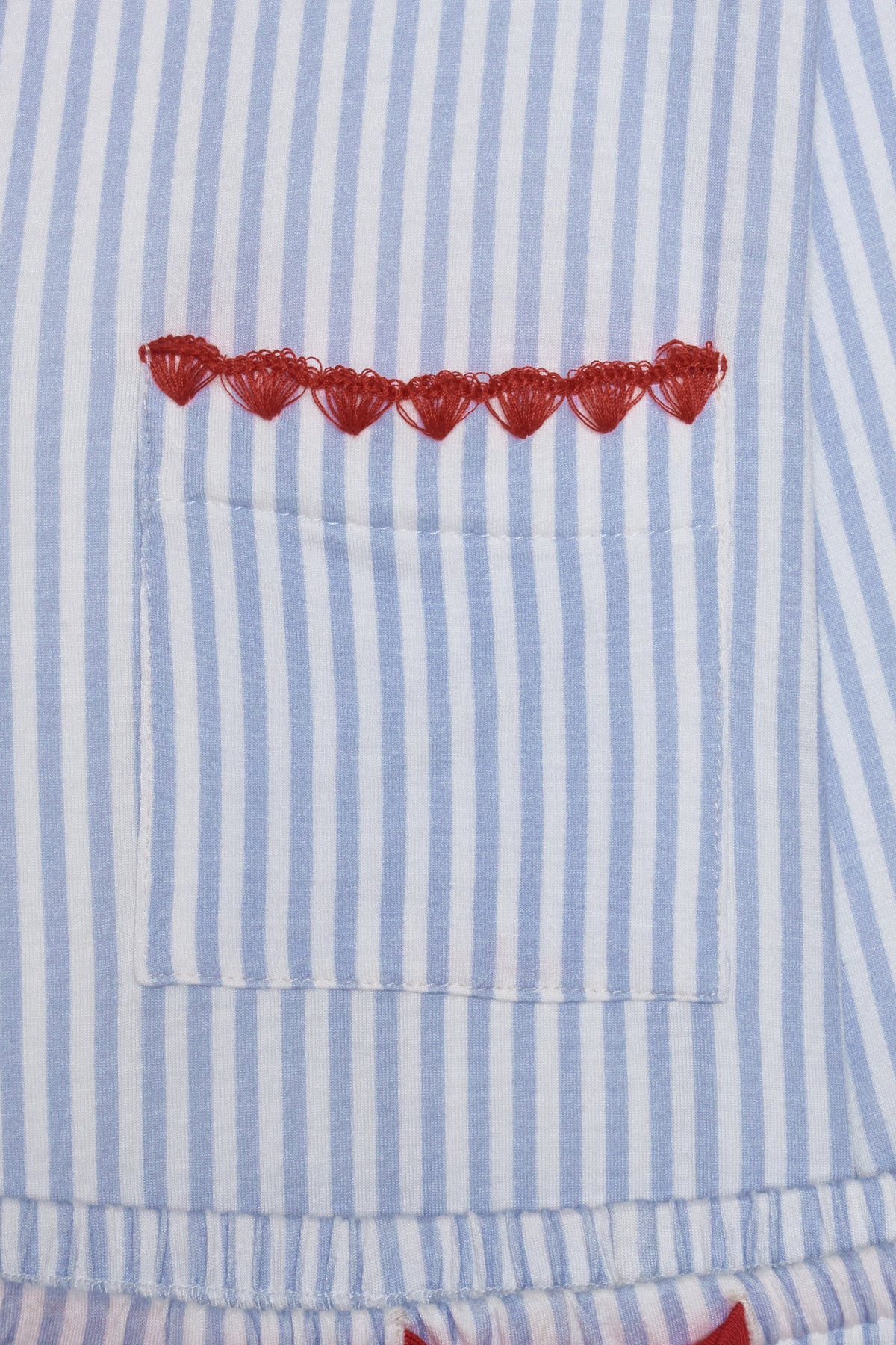 Children's Stitch Stretch Trouser Sleep Set- Blue Stripe/Red