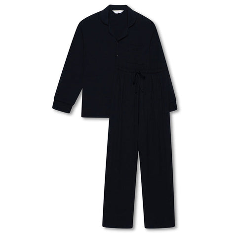Men's Ribbed Modal Trouser PJ Set - Black