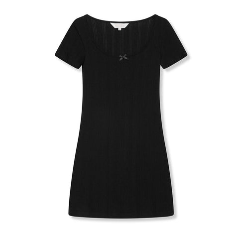 Pointelle Sleep Dress- Black