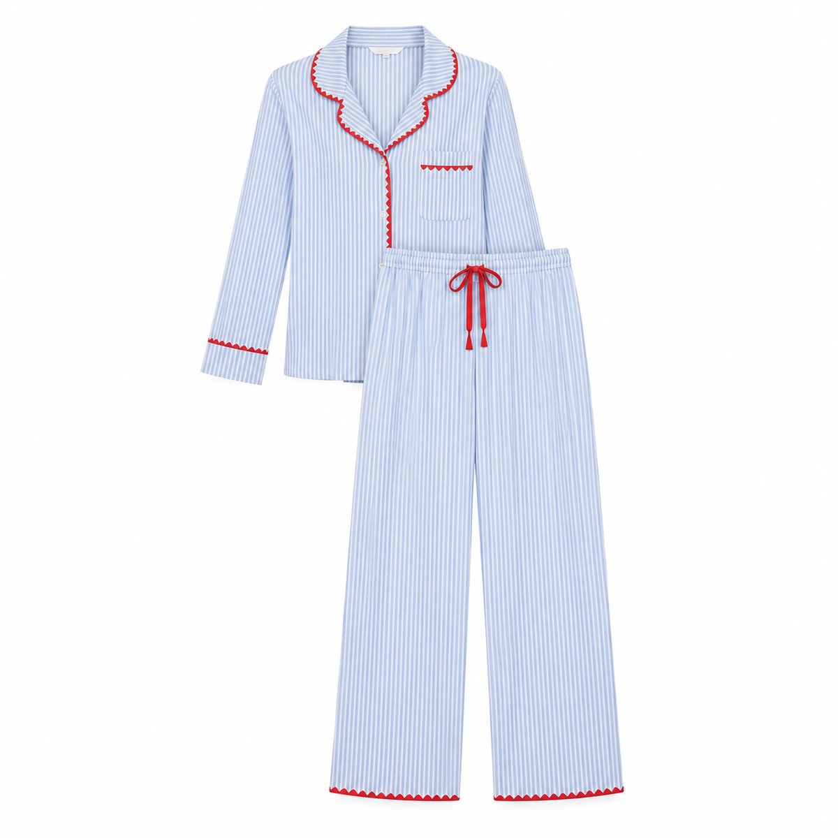 Men's Stretch Pyjama Trouser Set - Blue Stripe/Red-1